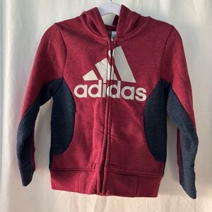Adidas Kids 3T Burgundy and Blue Zip Up‎ Hoodie